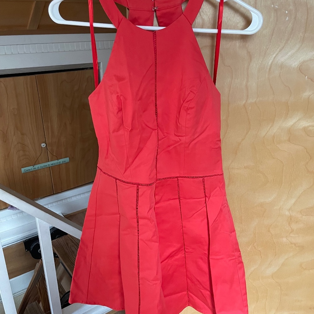 Like New Parker Red Halter Mini Fit and Flare Dress Size Small